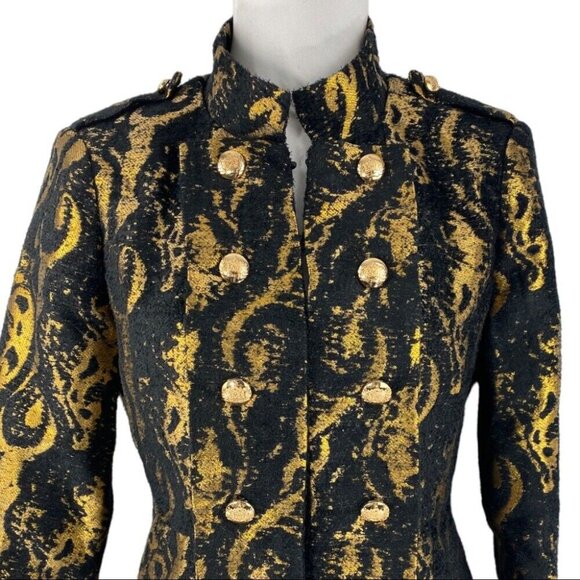 Ark & Co. Women's NWT Black Gold Formal Metallic Silk Wool Luxury Jacket M/C38 - Picture 2 of 10